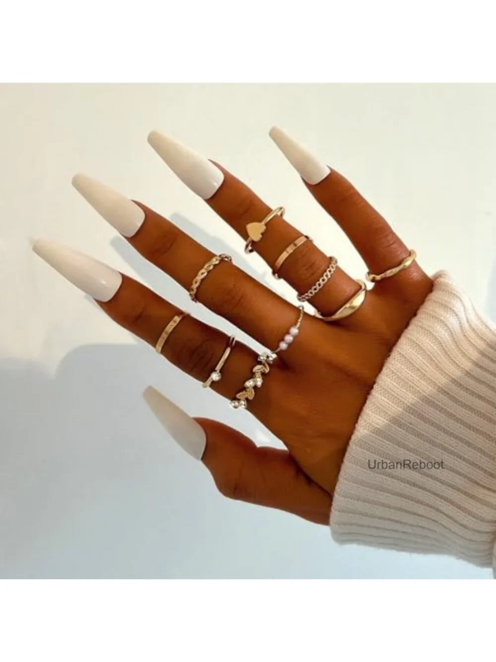 Gold Stackable Rings for Women, 24-60 Pcs Knuckle Ring Set Dainty Chunky CZ